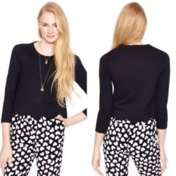 Kate Spade Balck Ponte Scallop Crop Top - Picture 1 of 6